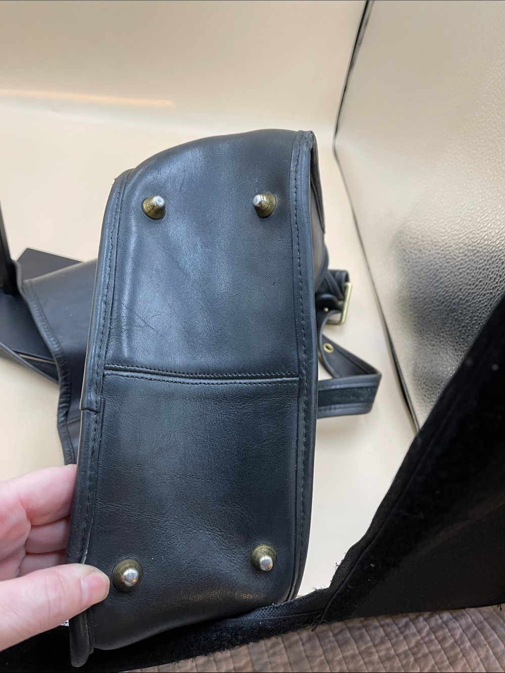 Coach Vintage Black Leather Shoulder Saddle Bag Made in NY USA RARE 5812 - Picture 10 of 11